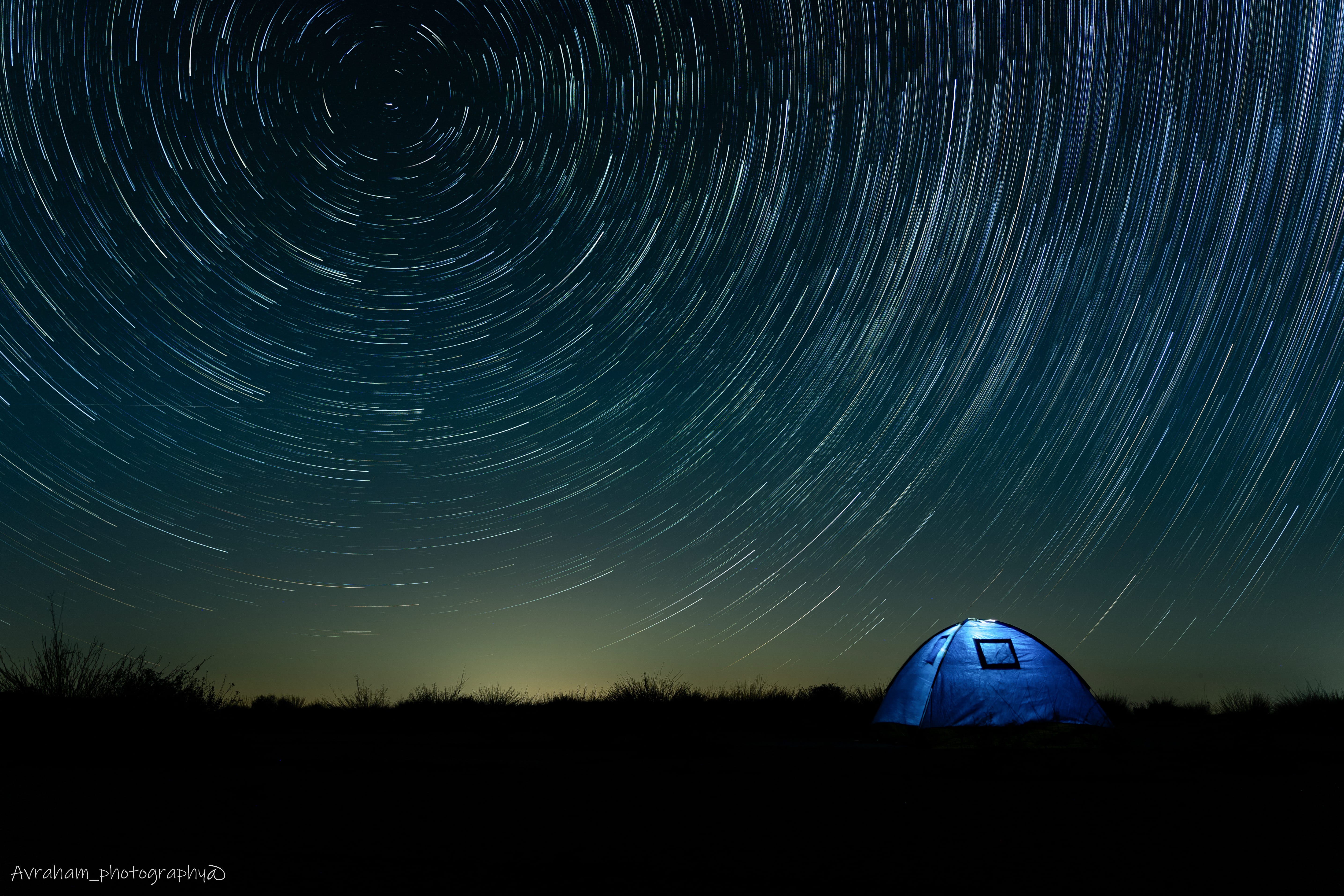 Star trails night sky